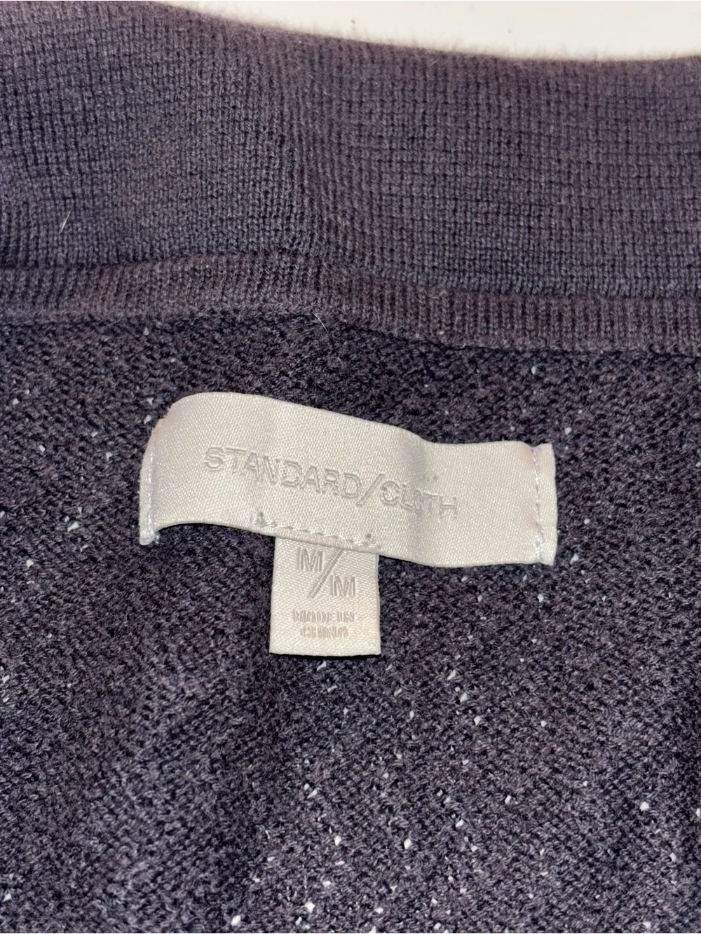 Black Knit Button-Up Polo with Tan & Rust Stripes - Picture 4 of 4